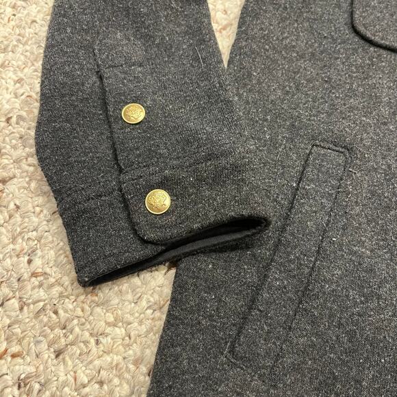 J Crew Wool Blend Shirt Jacket Sz M Gray Preppy Shacket Old Money Gold Button - Picture 6 of 9